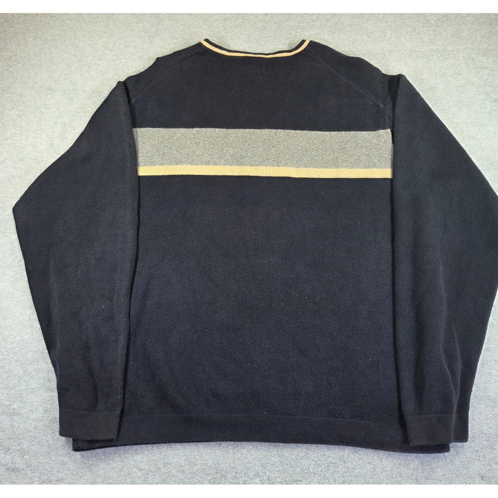 Vintage 90s Calvin Klein Jeans Sweater Mens Large Black Striped 100% Cotton Logo